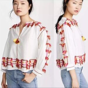 Roberta Roller Rabbit Fez Fringe Laura Top embroidered with fringe medium